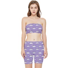 Pug Dog On A Cloud Stretch Shorts And Tube Top Set by SychEva