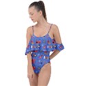 Blue 50s Drape Piece Swimsuit View1