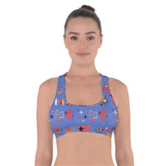 Blue 50s Cross Back Sports Bra by NerdySparkleGoth