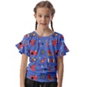 Blue 50s Kids  Cut Out Flutter Sleeves View1