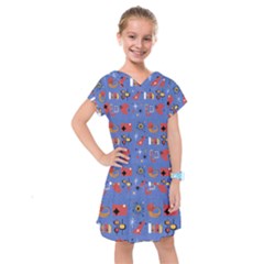 Blue 50s Kids  Drop Waist Dress by NerdySparkleGoth