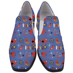 Blue 50s Women Slip On Heel Loafers