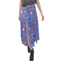 Blue 50s Velour Split Maxi Skirt View1