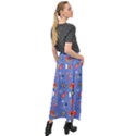 Blue 50s Velour Split Maxi Skirt View2