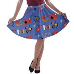 Blue 50s A-line Skater Skirt by NerdySparkleGoth