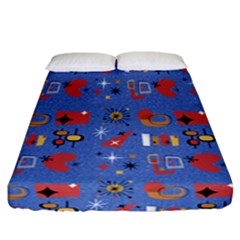 Blue 50s Fitted Sheet (california King Size) by NerdySparkleGoth