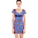 Blue 50s Short Sleeve Bodycon Dress View1