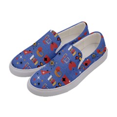 Blue 50s Women s Canvas Slip Ons by NerdySparkleGoth