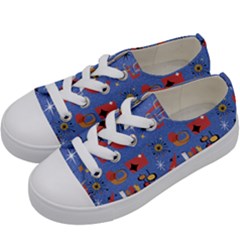 Blue 50s Kids  Low Top Canvas Sneakers by NerdySparkleGoth