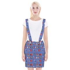 Blue 50s Braces Suspender Skirt by NerdySparkleGoth