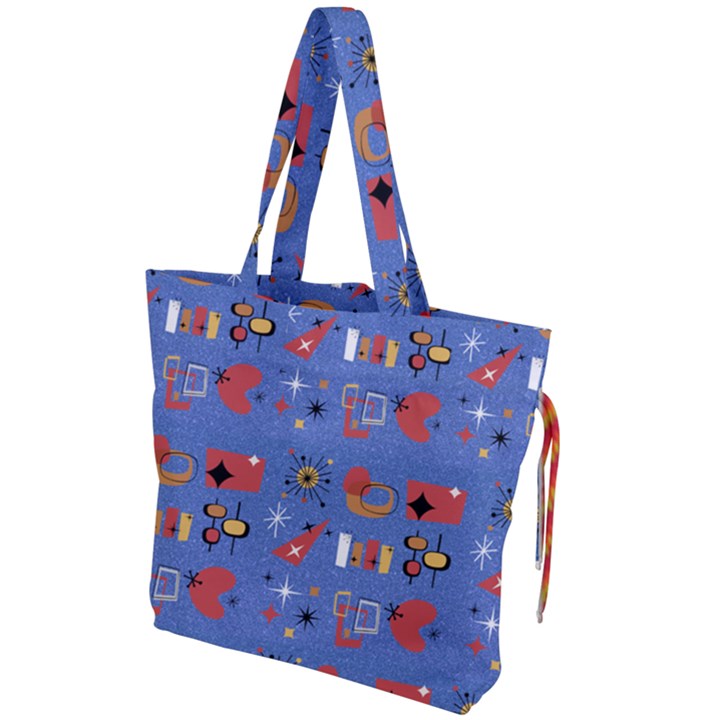 Blue 50s Drawstring Tote Bag