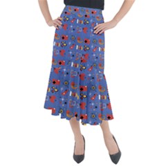 Blue 50s Midi Mermaid Skirt by NerdySparkleGoth