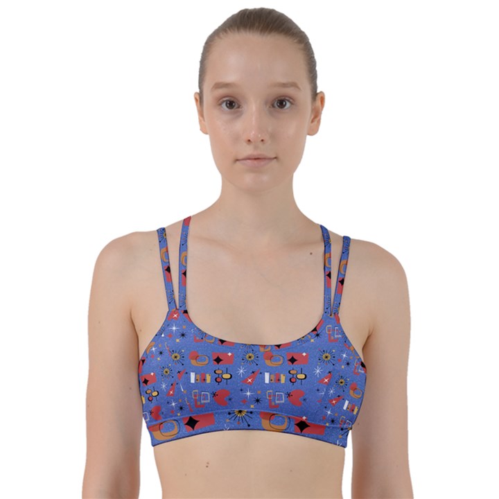 Blue 50s Line Them Up Sports Bra