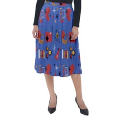 Blue 50s Classic Velour Midi Skirt 