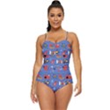 Blue 50s Retro Full Coverage Swimsuit View1