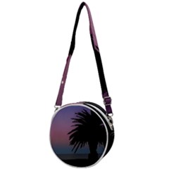 Sunset Coastal Scene, Montevideo Uruguay Crossbody Circle Bag by dflcprintsclothing