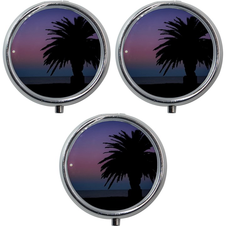 Sunset Coastal Scene, Montevideo Uruguay Mini Round Pill Box (Pack of 3)