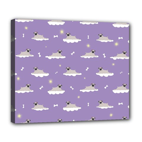 Cheerful Pugs Lie In The Clouds Deluxe Canvas 24  X 20  (stretched) by SychEva