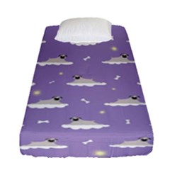 Cheerful Pugs Lie In The Clouds Fitted Sheet (single Size) by SychEva