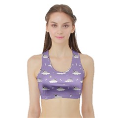 Cheerful Pugs Lie In The Clouds Sports Bra With Border by SychEva