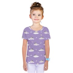 Cheerful Pugs Lie In The Clouds Kids  One Piece Tee