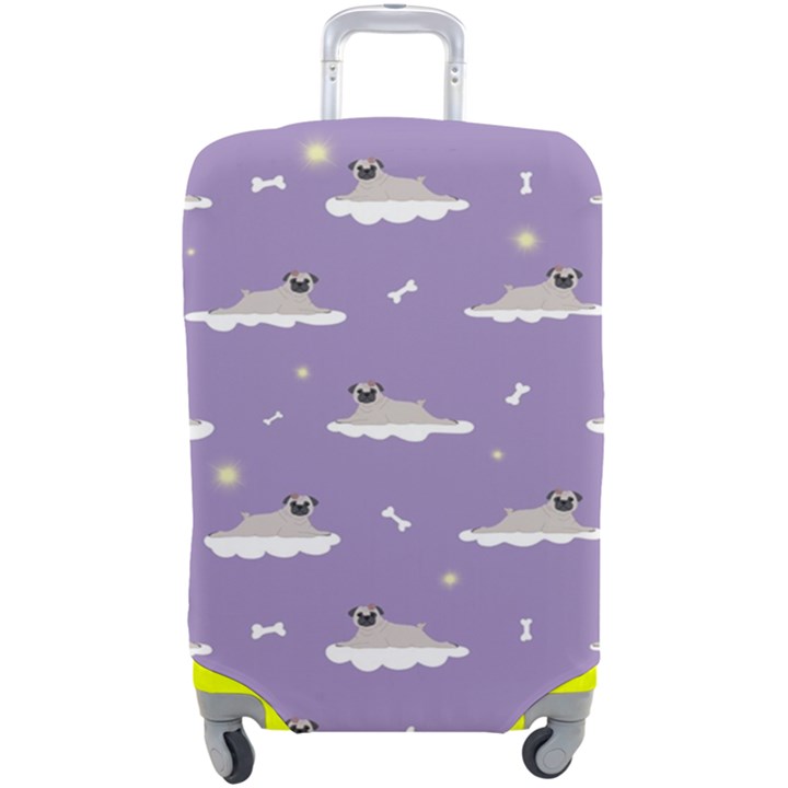 Cheerful Pugs Lie In The Clouds Luggage Cover (Large)