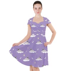 Cheerful Pugs Lie In The Clouds Cap Sleeve Midi Dress by SychEva