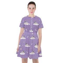 Cheerful Pugs Lie In The Clouds Sailor Dress by SychEva