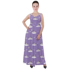 Cheerful Pugs Lie In The Clouds Empire Waist Velour Maxi Dress by SychEva