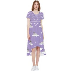 Cheerful Pugs Lie In The Clouds High Low Boho Dress by SychEva