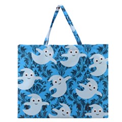 Halloween Ghosts Zipper Large Tote Bag by NerdySparkleGoth