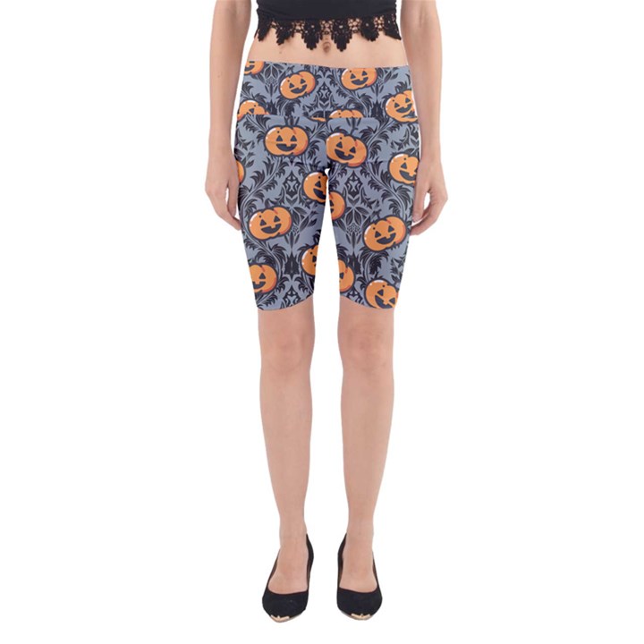 Halloween Jack o Lantern Yoga Cropped Leggings