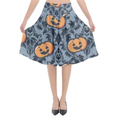 Halloween Jack O Lantern Flared Midi Skirt by NerdySparkleGoth