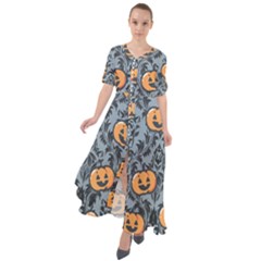 Halloween Jack O Lantern Waist Tie Boho Maxi Dress by NerdySparkleGoth