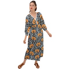 Halloween Jack O Lantern Grecian Style  Maxi Dress