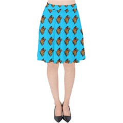 Monarch Butterfly Print Velvet High Waist Skirt by Kritter