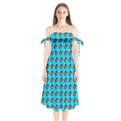 Monarch Butterfly Print Shoulder Tie Bardot Midi Dress by Kritter