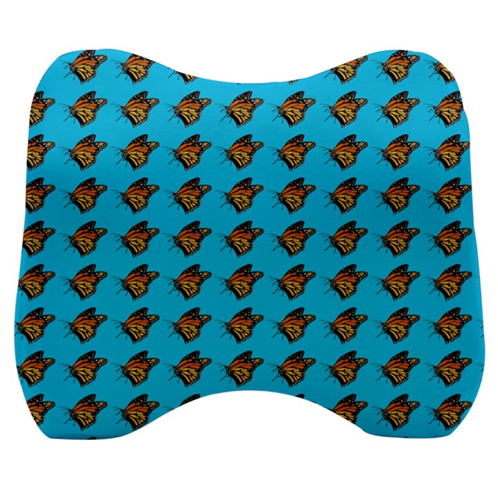 Monarch Butterfly Print Velour Head Support Cushion