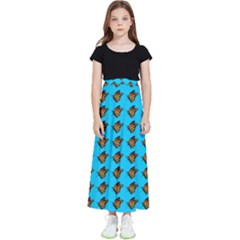 Monarch Butterfly Print Kids  Flared Maxi Skirt by Kritter