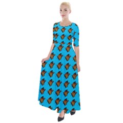 Monarch Butterfly Print Half Sleeves Maxi Dress by Kritter