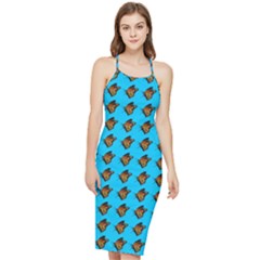 Monarch Butterfly Print Bodycon Cross Back Summer Dress by Kritter