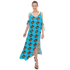 Monarch Butterfly Print Maxi Chiffon Cover Up Dress by Kritter