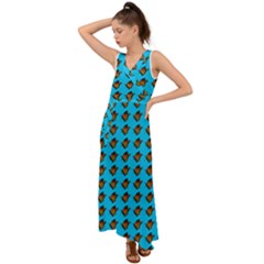 Monarch Butterfly Print V-neck Chiffon Maxi Dress by Kritter