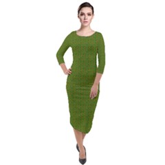 So Zoas Quarter Sleeve Midi Velour Bodycon Dress by Kritter