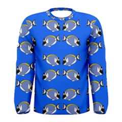 Powder Blue Tang Print Men s Long Sleeve Tee