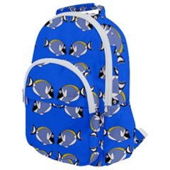 Powder Blue Tang Print Rounded Multi Pocket Backpack by Kritter