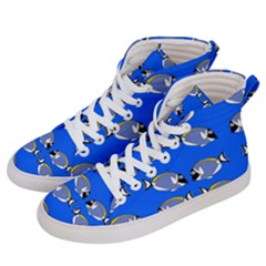 Powder Blue Tang Print Men s Hi-top Skate Sneakers