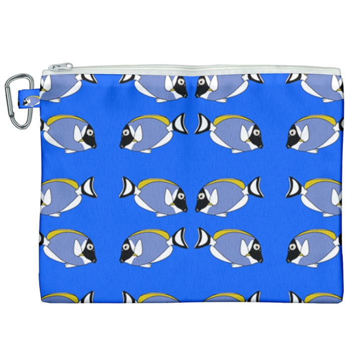 Powder Blue Tang Print Canvas Cosmetic Bag (XXL)