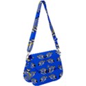 Powder Blue Tang Print Saddle Handbag View1