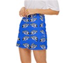 Powder Blue Tang Print Mini Front Wrap Skirt View2